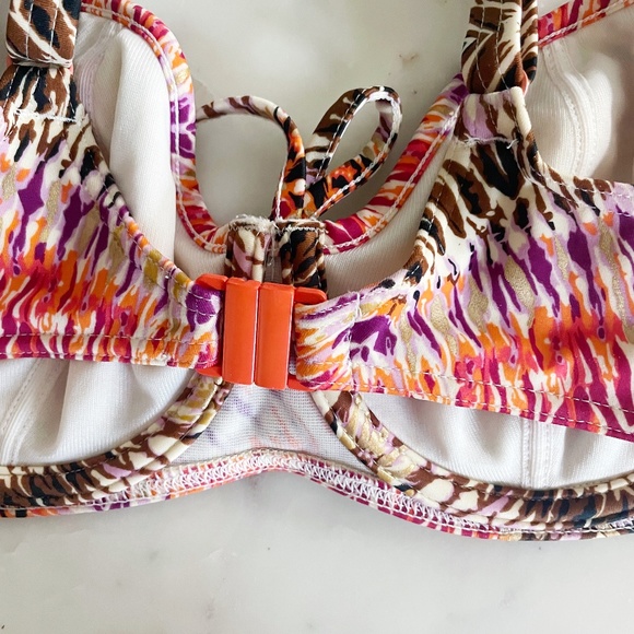 Freya Inferno Vibrant Multicolored Underwire Half Cup Bikini Top Amber, 30DD - Picture 9 of 12